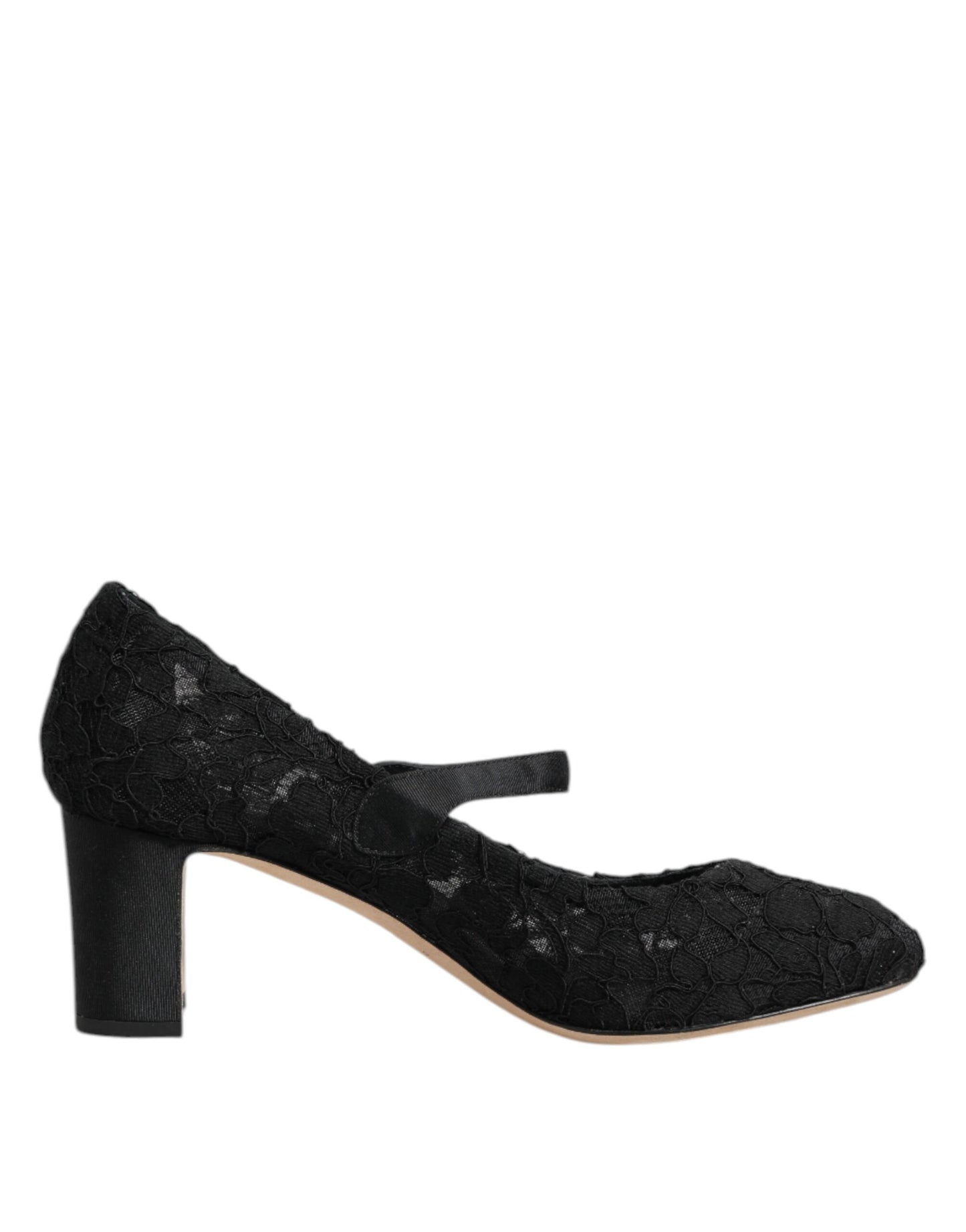 Dolce &amp; Gabbana – Schwarze Mary Jane-Pumps mit Spitze von Taormina