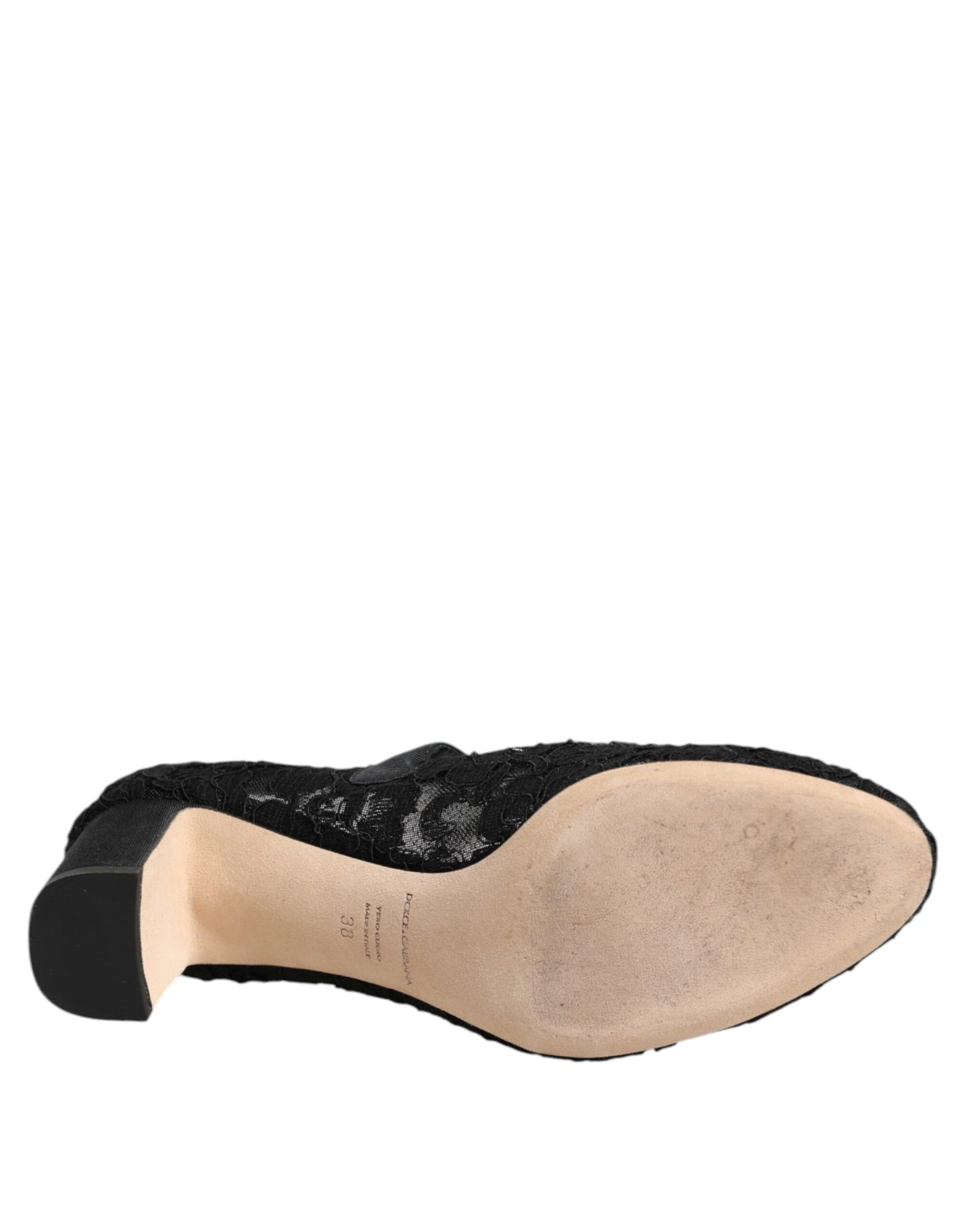 Dolce &amp; Gabbana – Schwarze Mary Jane-Pumps mit Spitze von Taormina