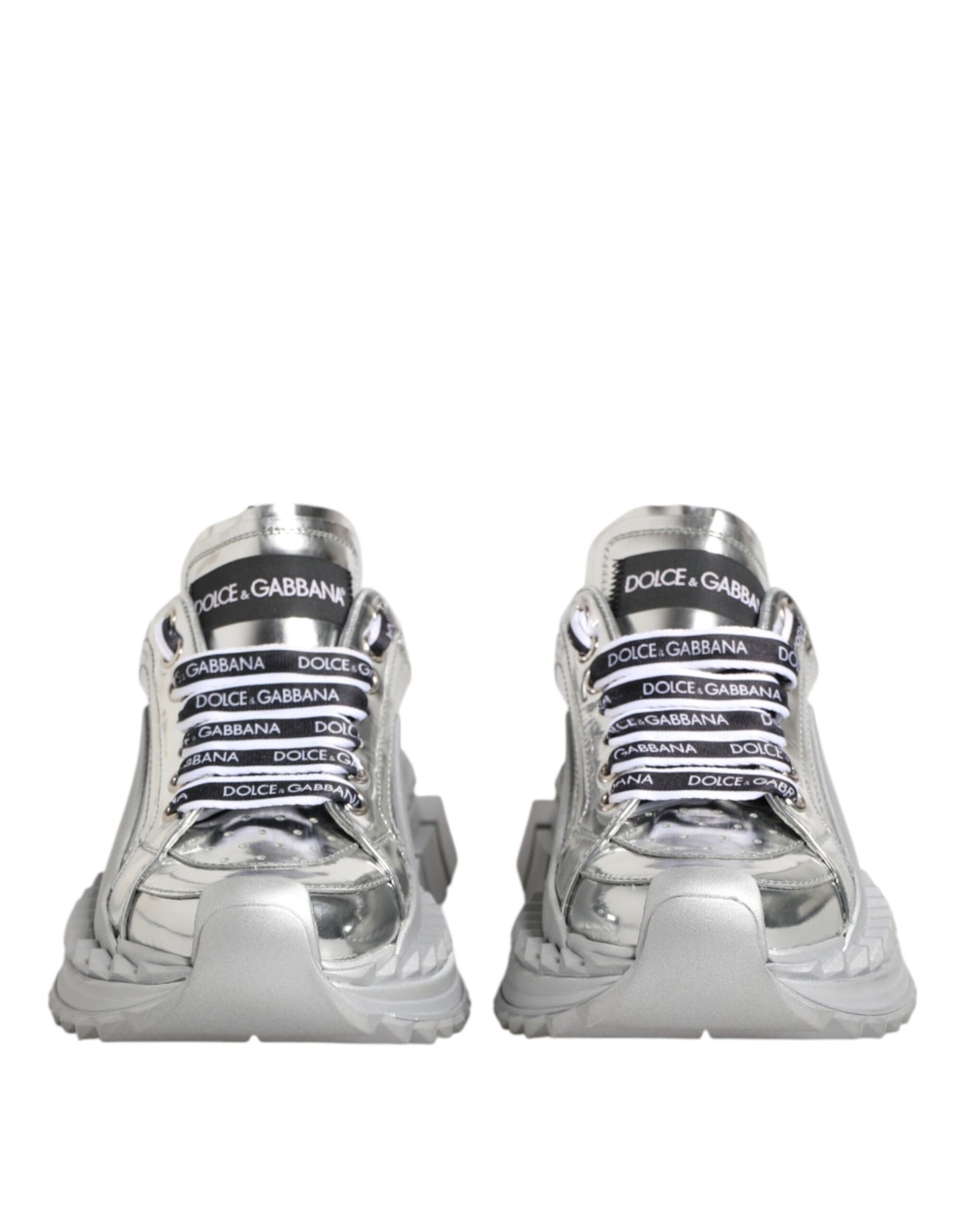 Dolce &amp; Gabbana Super Queen Sneakers aus silbernem Leder