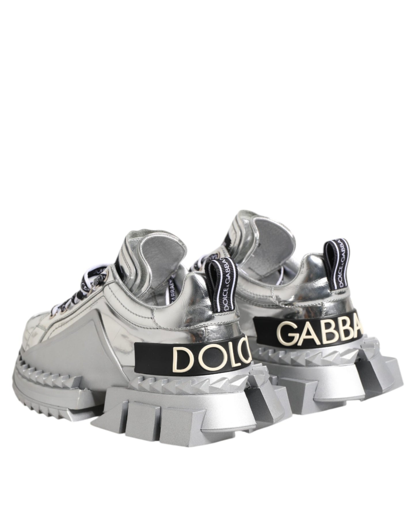 Dolce &amp; Gabbana Super Queen Sneakers aus silbernem Leder