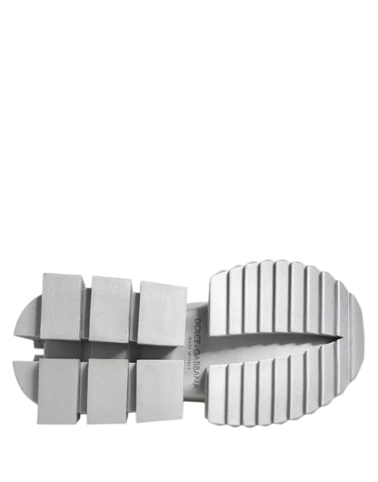 Dolce &amp; Gabbana Super Queen Sneakers aus silbernem Leder