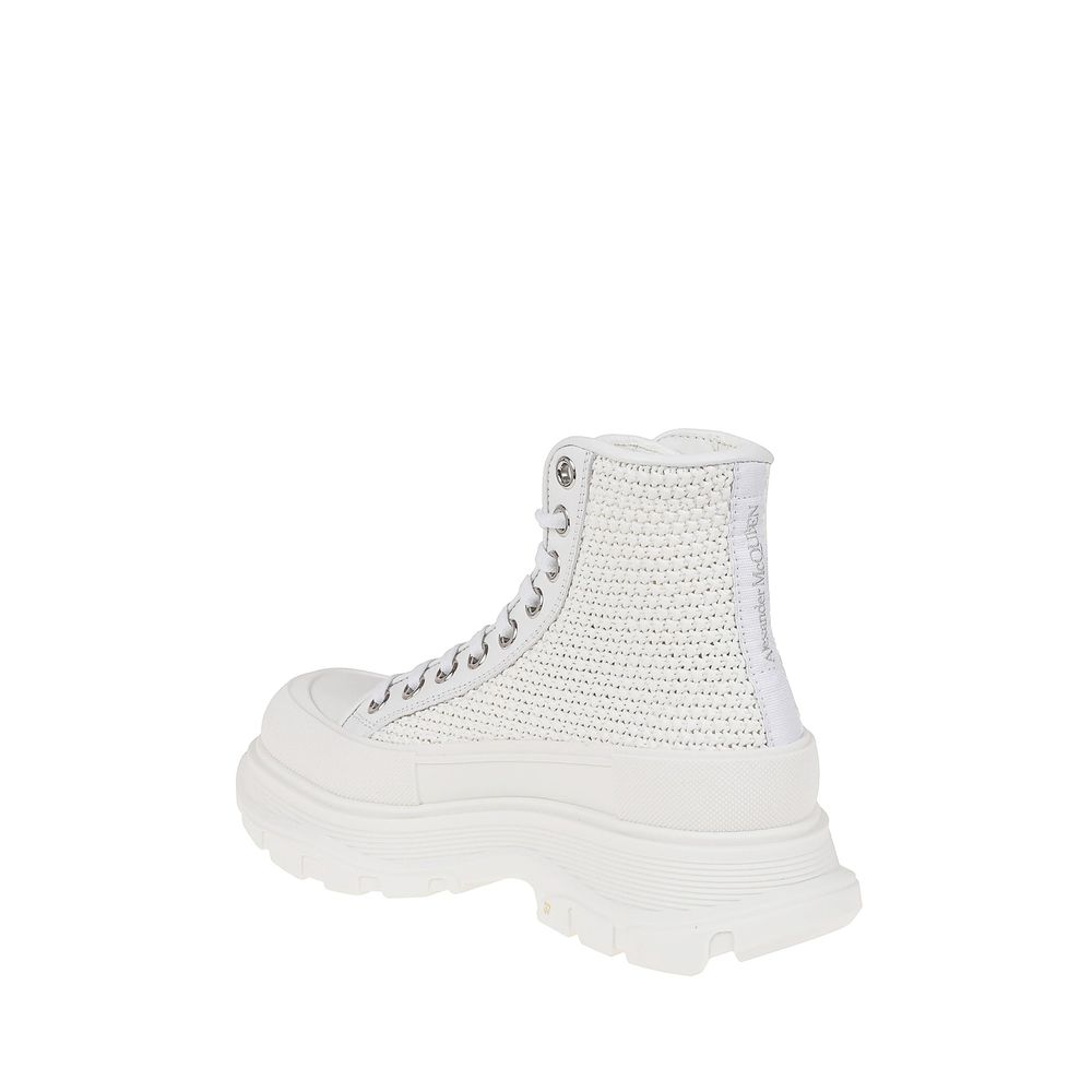 Alexander McQueen Weiße Raffia High-Top Sneaker
