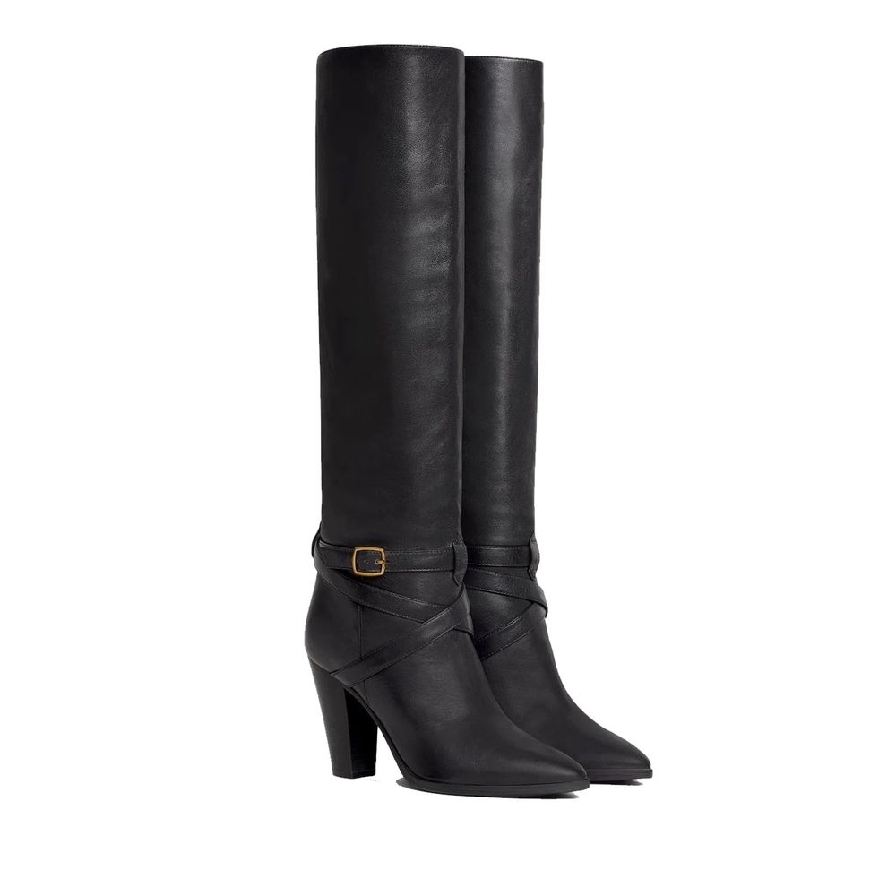 Celine Stiefel mit hohem Absatz aus schwarzem Kalbsleder