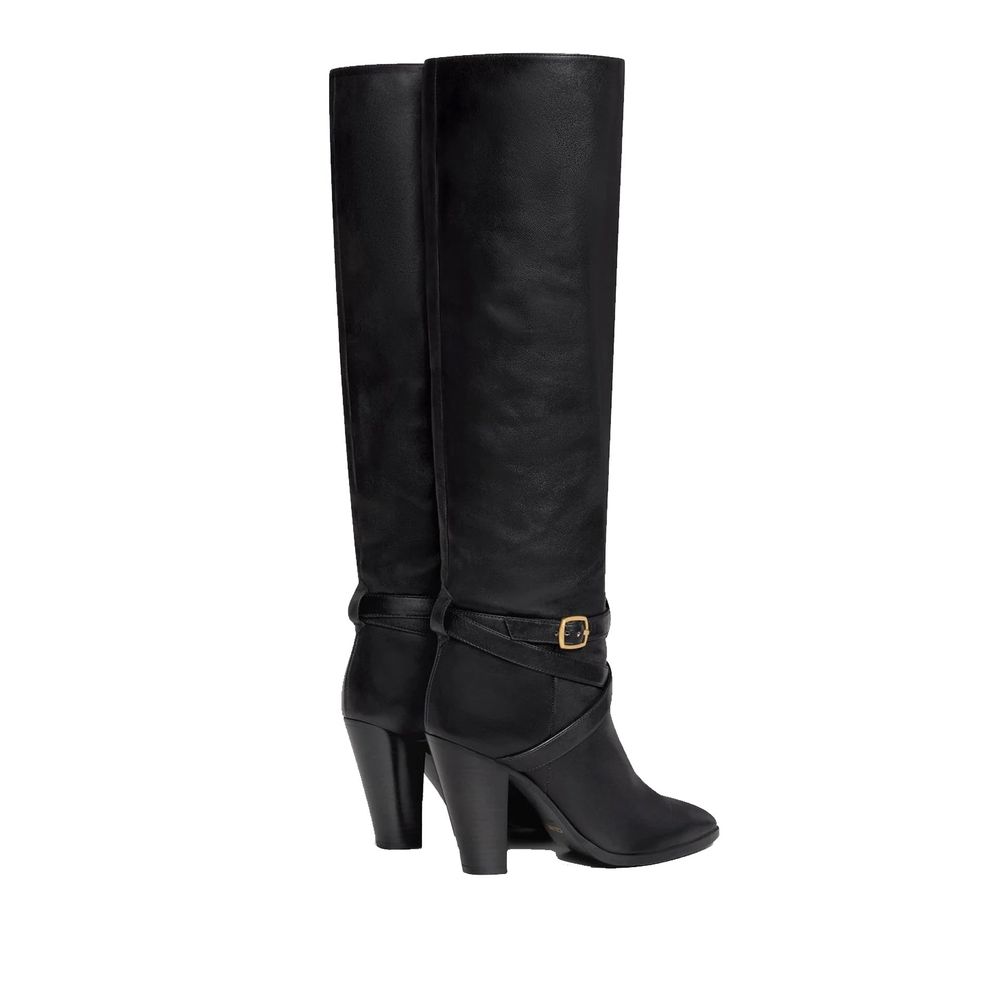 Celine Stiefel mit hohem Absatz aus schwarzem Kalbsleder