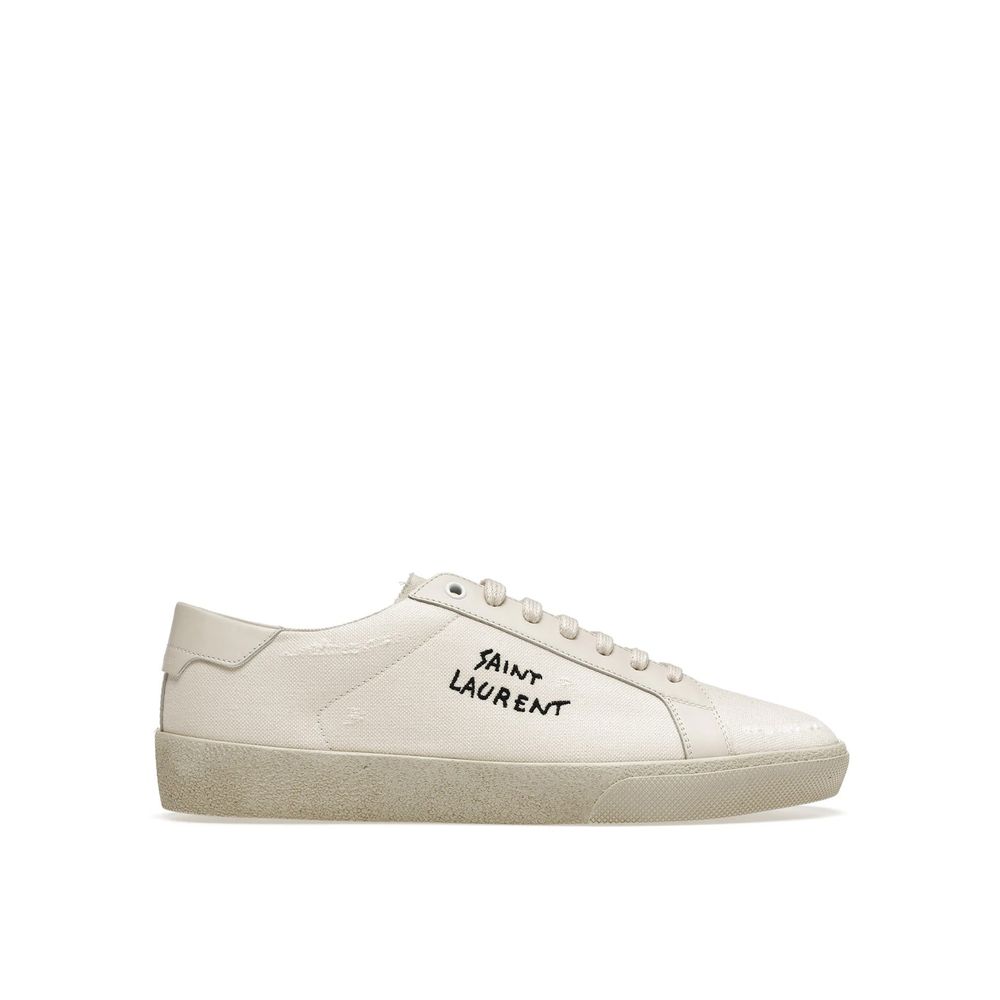 Saint Laurent Sneaker aus weißem Canvas mit niedrigem Schaft