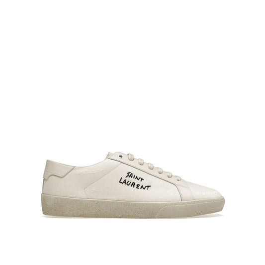 Saint Laurent Sneaker aus weißem Canvas mit niedrigem Schaft