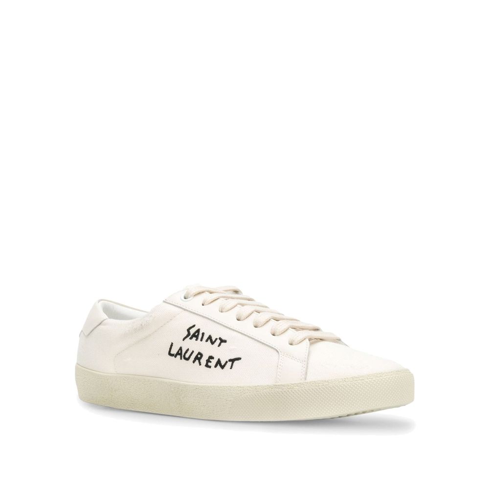 Saint Laurent Sneaker aus weißem Canvas mit niedrigem Schaft