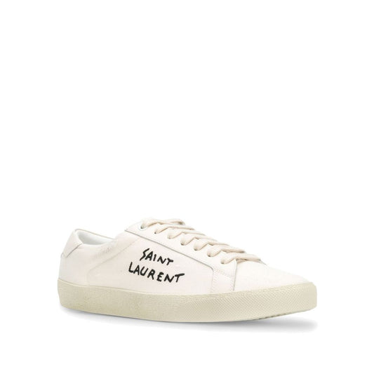 Saint Laurent Sneaker aus weißem Canvas mit niedrigem Schaft