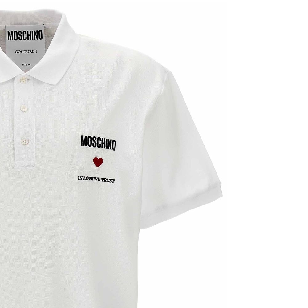 Moschino Couture Weißes Baumwoll-Poloshirt