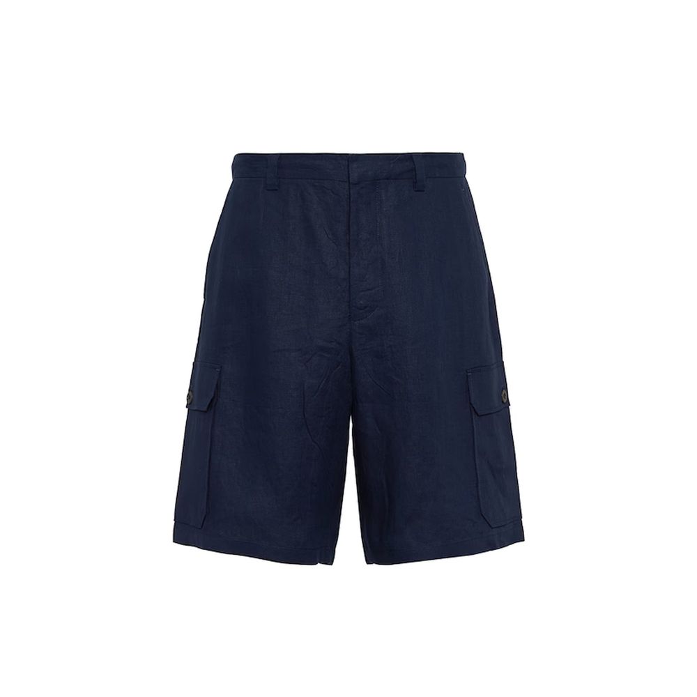 Prada Blaue Leinen-Bermudashorts