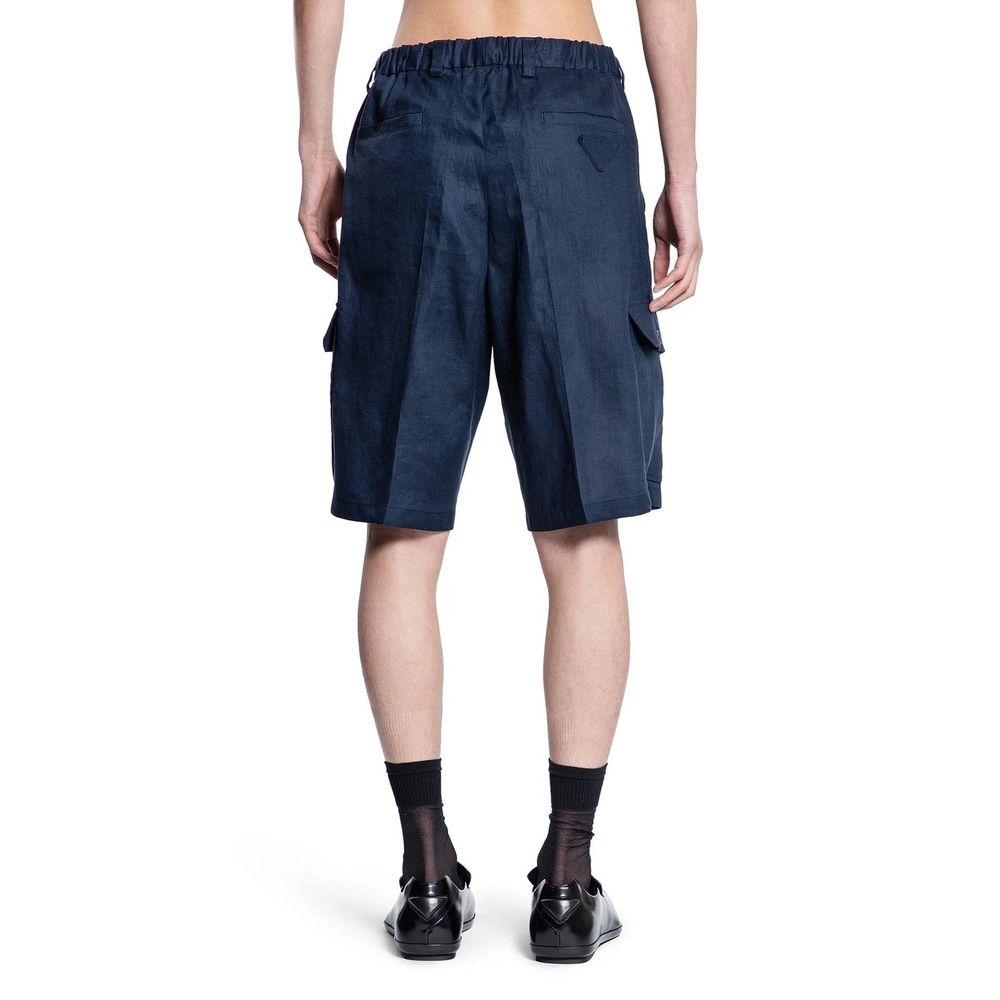 Prada Blaue Leinen-Bermudashorts