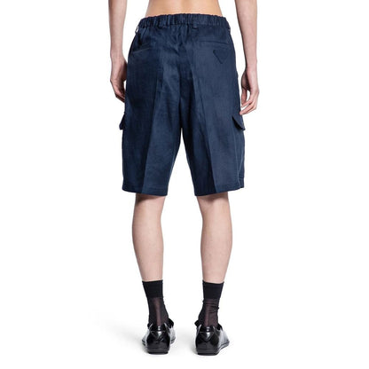 Prada Blaue Leinen-Bermudashorts