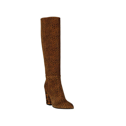 Sergio Rossi – Lederstiefel mit Leopardenmuster