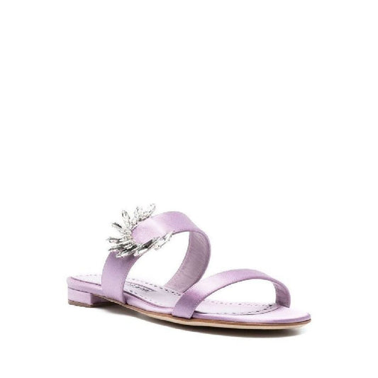 Manolo Blahnik Purple Silk Sandals