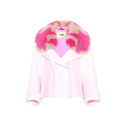 Fendi – Cape-Jacke aus Kaschmir mit Pelzkragen