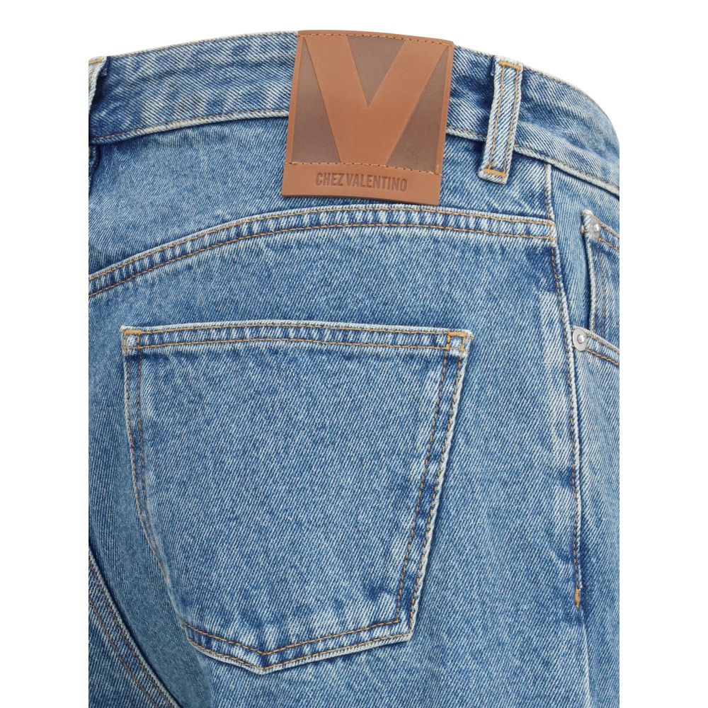 Valentino Blaue Baumwoll-Jeans mit geradem Bein