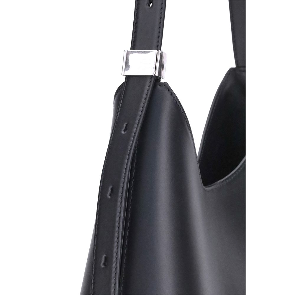 Jil Sander Schultertasche aus schwarzem Kalbsleder (Bos Taurus)