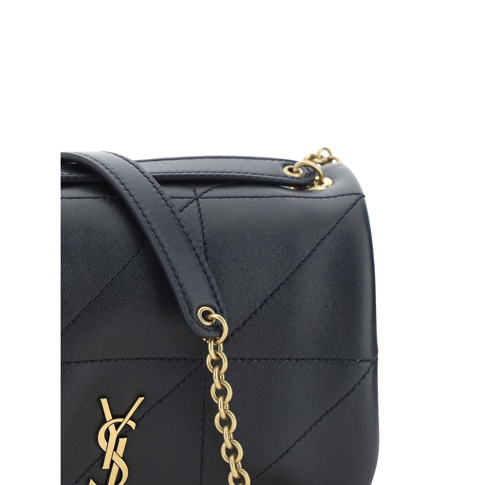 Saint Laurent Schwarze Lammschultertasche aus Ovis Aries Leder