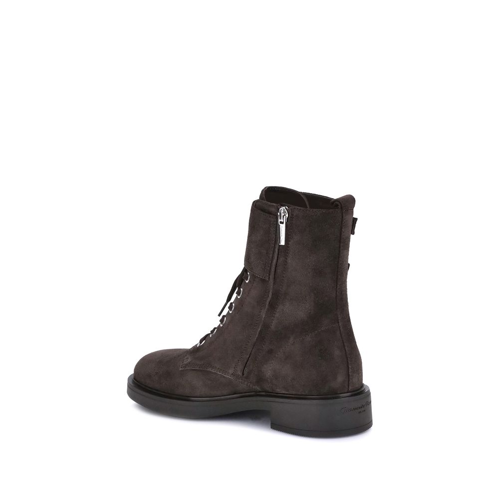 Gianvito Rossi Black Calf Leather Bos Taurus Lace-Up Boots