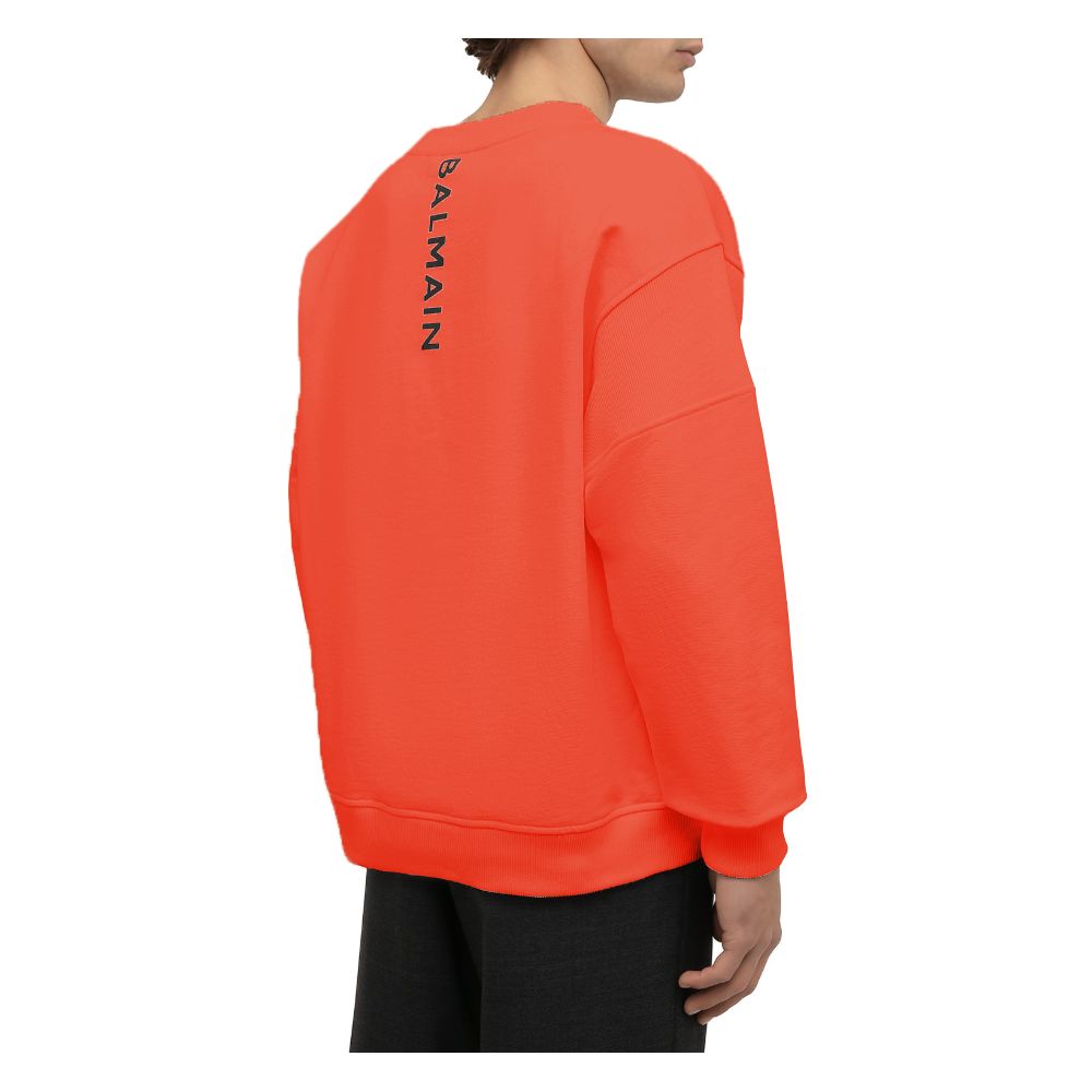 Balmain Orangefarbener Baumwollpullover für Herren