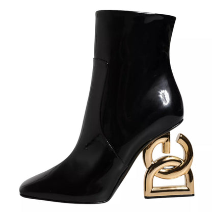 Dolce &amp; Gabbana – Schwarze Jackie-Stiefel aus Leder mit halbhoher Wadenhöhe