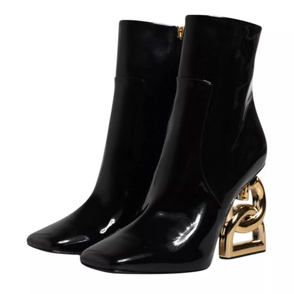 Dolce &amp; Gabbana – Schwarze Jackie-Stiefel aus Leder mit halbhoher Wadenhöhe