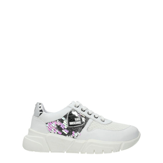 Love Moschino – Weiße, klobige Stoff-Sneaker