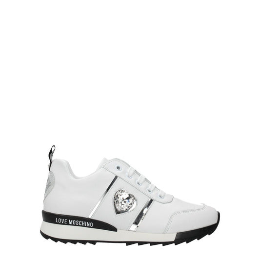 Love Moschino Sneaker aus weißem Leder mit niedrigem Schaft