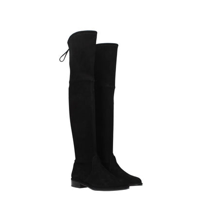 Stuart Weitzman Overknee-Stiefel aus schwarzem Leder