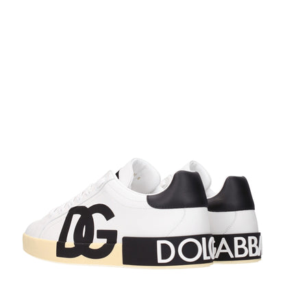 Dolce &amp; Gabbana Weiße niedrige Lederschuhe