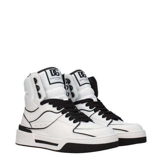 Dolce & Gabbana White Leather High Top Sneakers