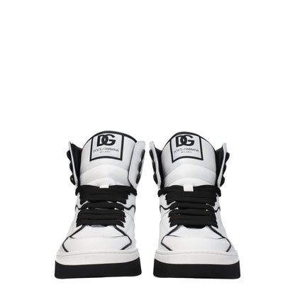 Dolce & Gabbana White Leather High Top Sneakers