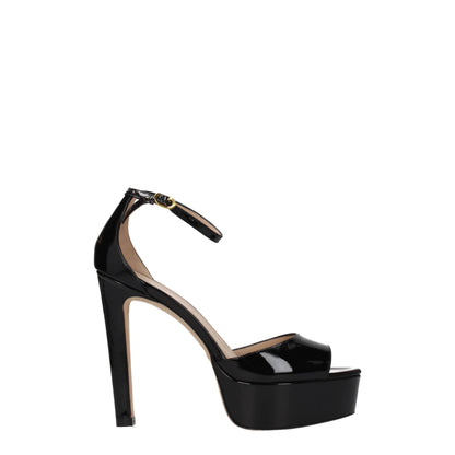 Schwarze Leder-Plateausandalen von Stuart Weitzman