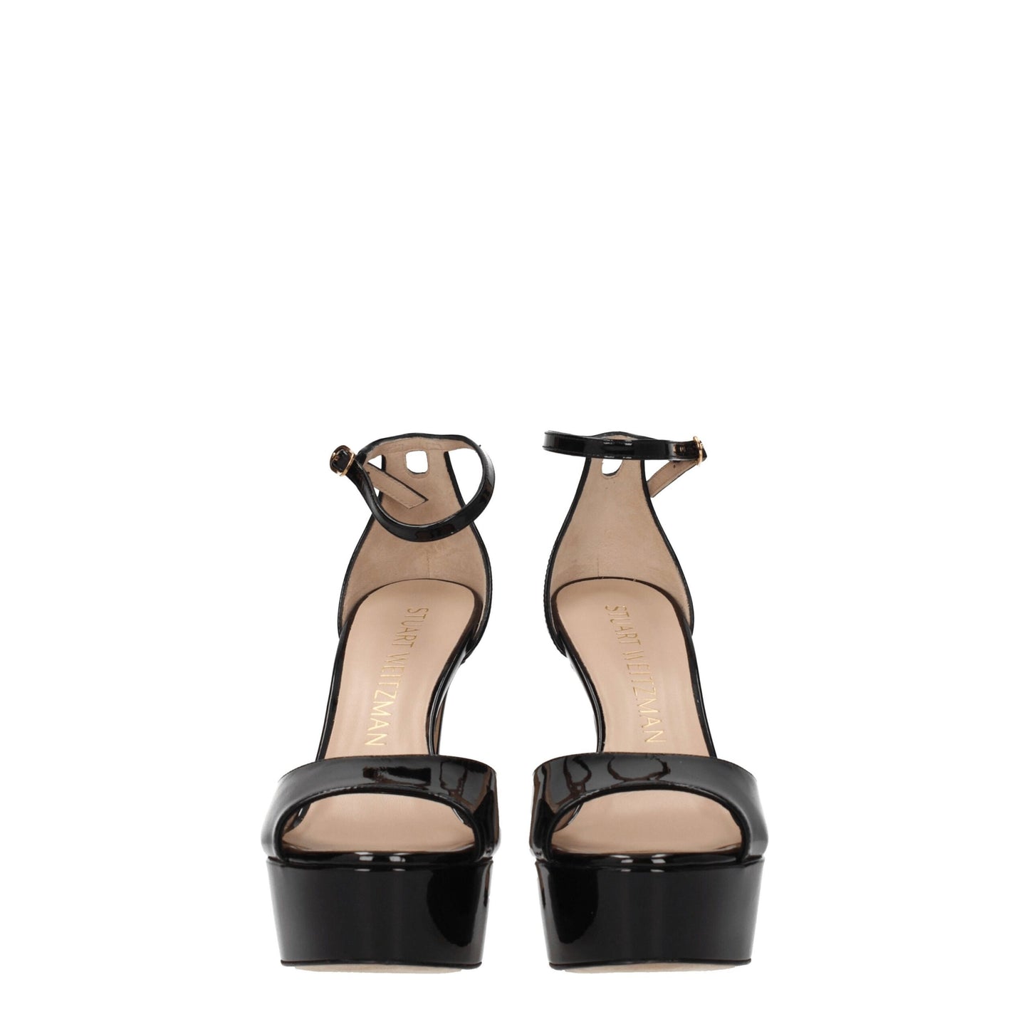 Schwarze Leder-Plateausandalen von Stuart Weitzman
