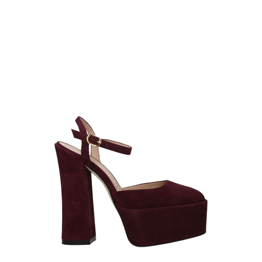 Stuart Weitzman rote Leder-Plateausandalen
