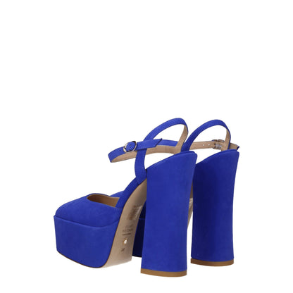 Stuart Weitzman blaue Leder-Plateausandalen