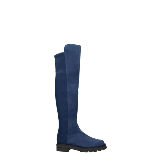 Stuart Weitzman, blaue Overknee-Stiefel aus Leder