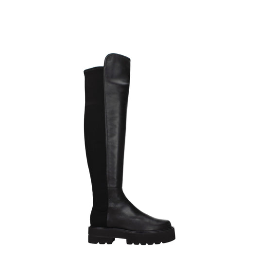 Stuart Weitzman Overknee-Stiefel aus schwarzem Leder