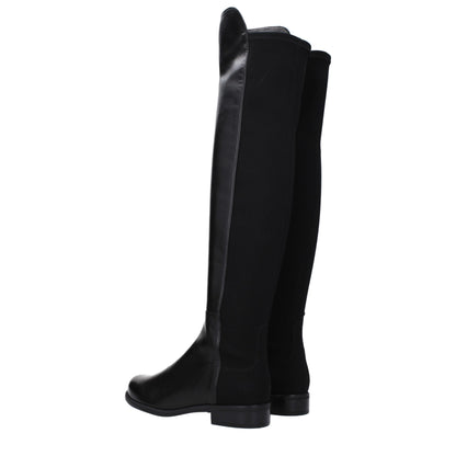Stuart Weitzman Overknee-Stiefel aus schwarzem Leder