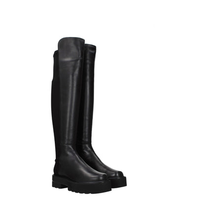 Stuart Weitzman Overknee-Stiefel aus schwarzem Leder