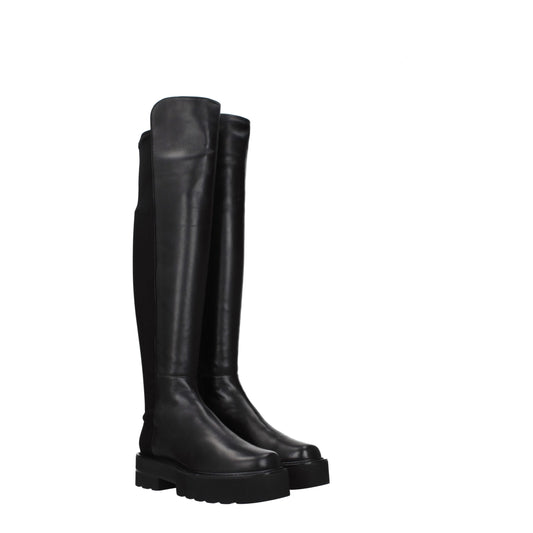Stuart Weitzman Overknee-Stiefel aus schwarzem Leder