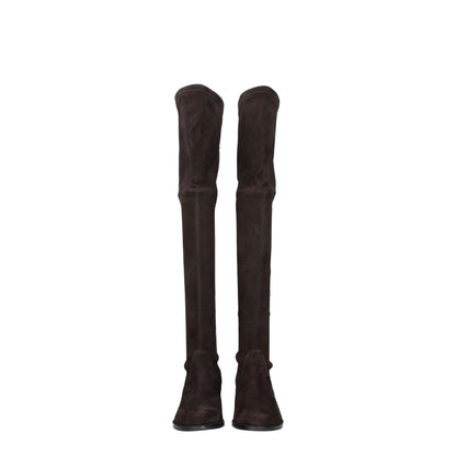 Stuart Weitzman Overknee-Stiefel aus braunem Leder