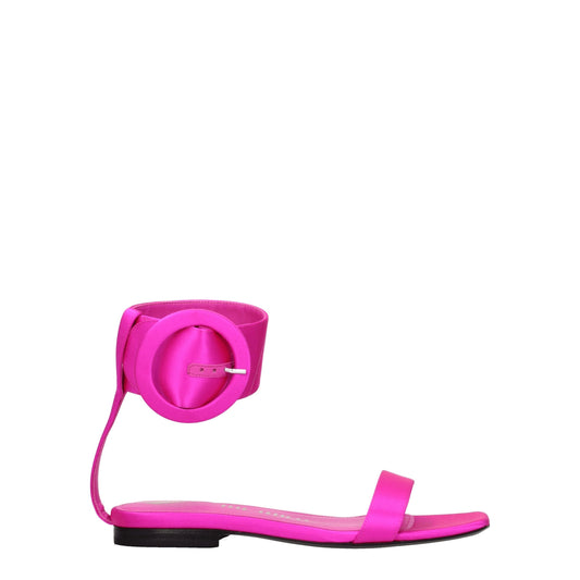 The Attico – Flache Sandalen aus rosa Satin