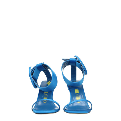 The Attico – Hellblaue Sandalen aus Satin mit Stilettoabsatz