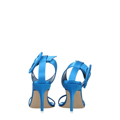 The Attico – Hellblaue Sandalen aus Satin mit Stilettoabsatz