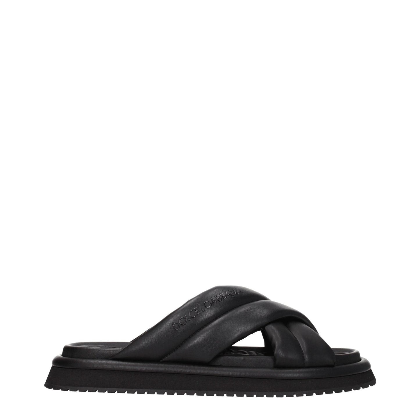 Dolce &amp; Gabbana – Schwarze Leder-Slipper-Sandalen