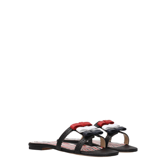 Thom Browne – Schwarze Leder-Slipper-Sandalen