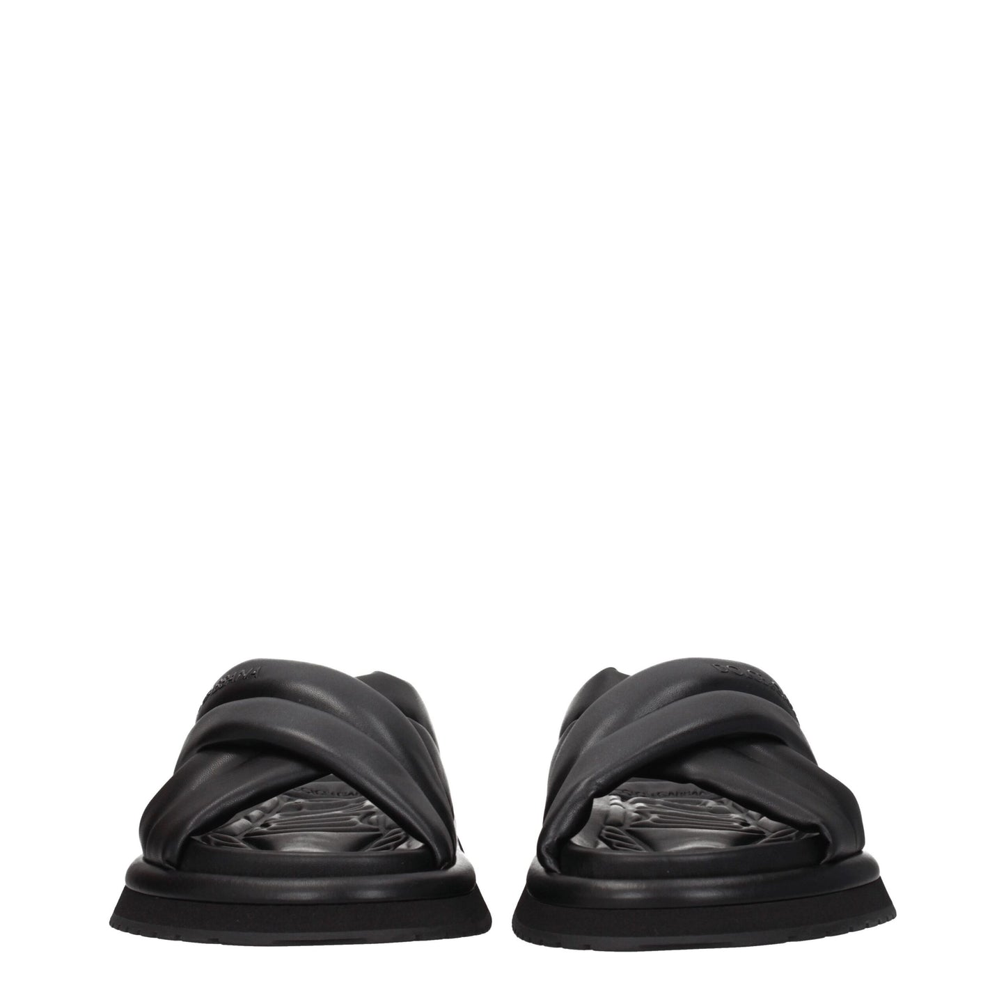 Dolce &amp; Gabbana – Schwarze Leder-Slipper-Sandalen