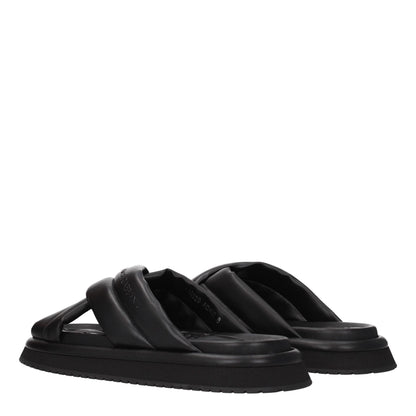 Dolce &amp; Gabbana – Schwarze Leder-Slipper-Sandalen