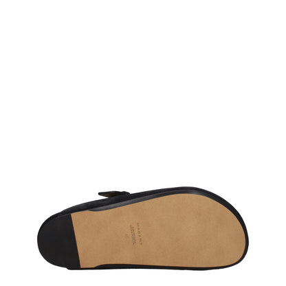 Isabel Marant Schwarze Leder-Slipper-Sandalen
